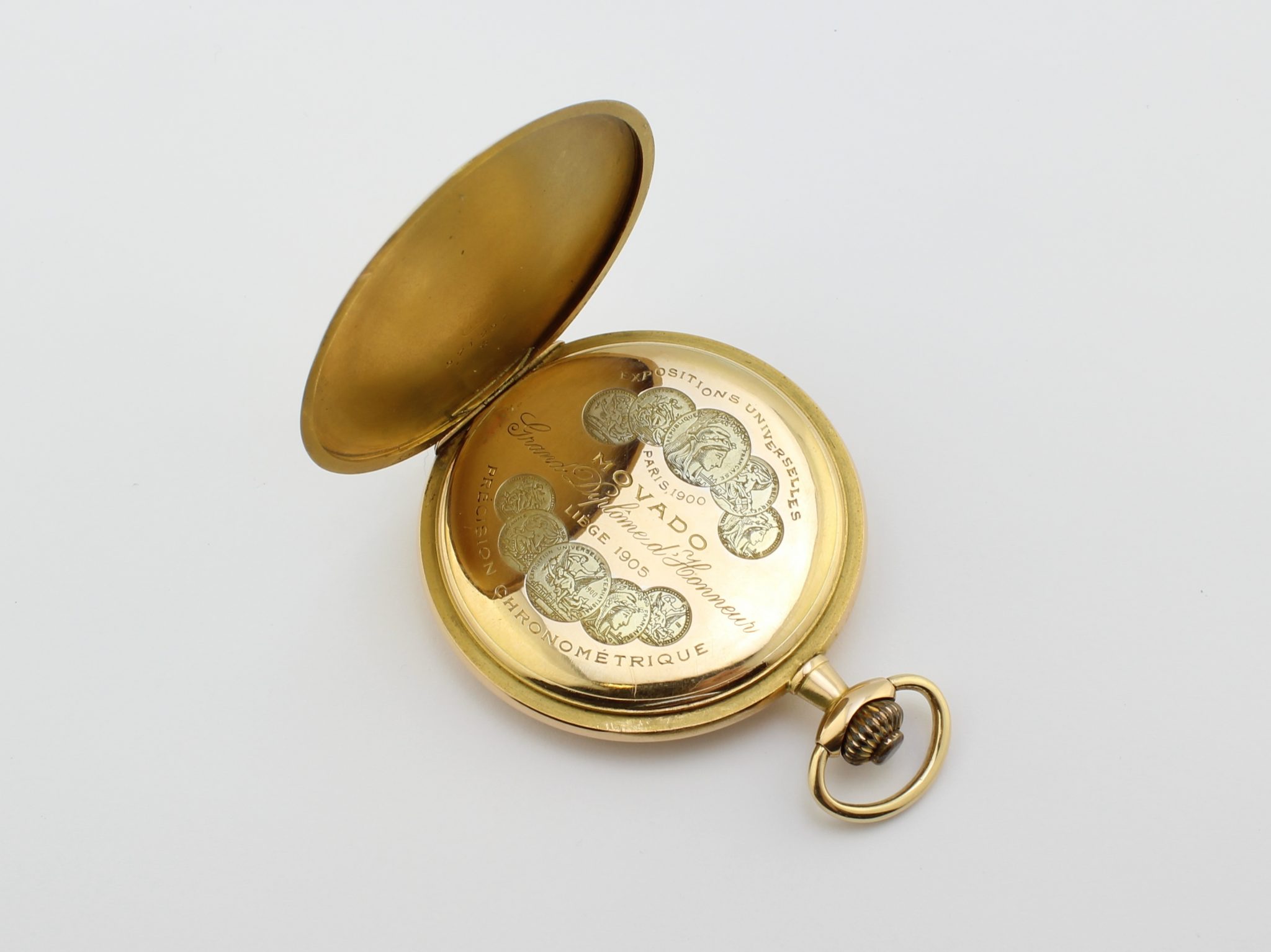 Movado Vintage Manual Winding Pocket Watch 18K Gold 49mm Corello